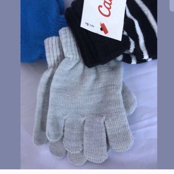 Cat & Jack OSFM toddler gloves blue grey stripped - Picture 3 of 4